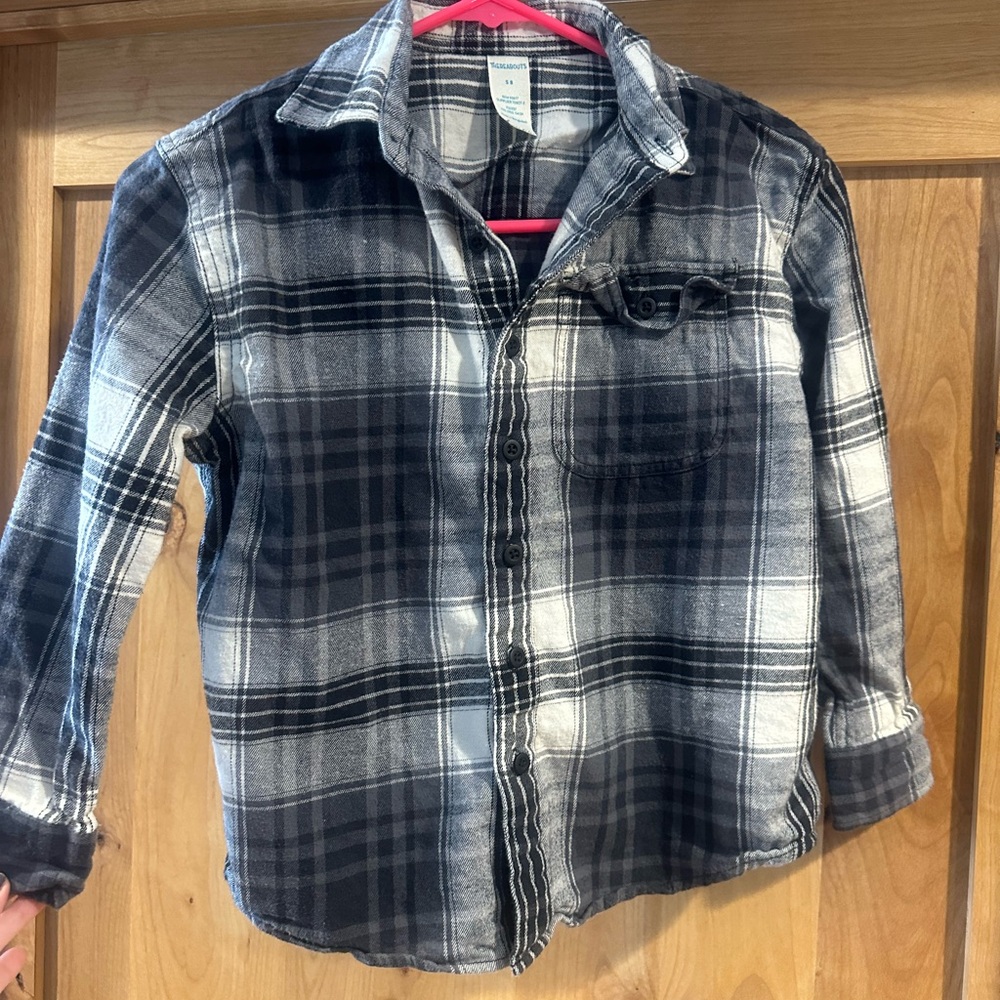Kids Plaid Button-Down Shirt - Navy and White